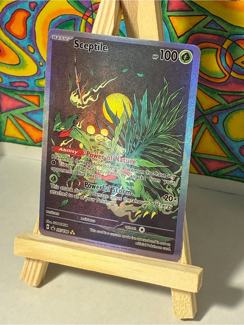 Sceptile Pokemon Rare Holo Texture Fan Art Card Chinese Painting Style